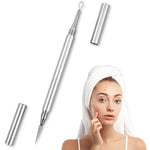 MAYCREATE Dual Head Blackhead Remover Tool for Safe Comedone Extraction with Stainless Steel | Includes Needle and Loop with Protective Caps