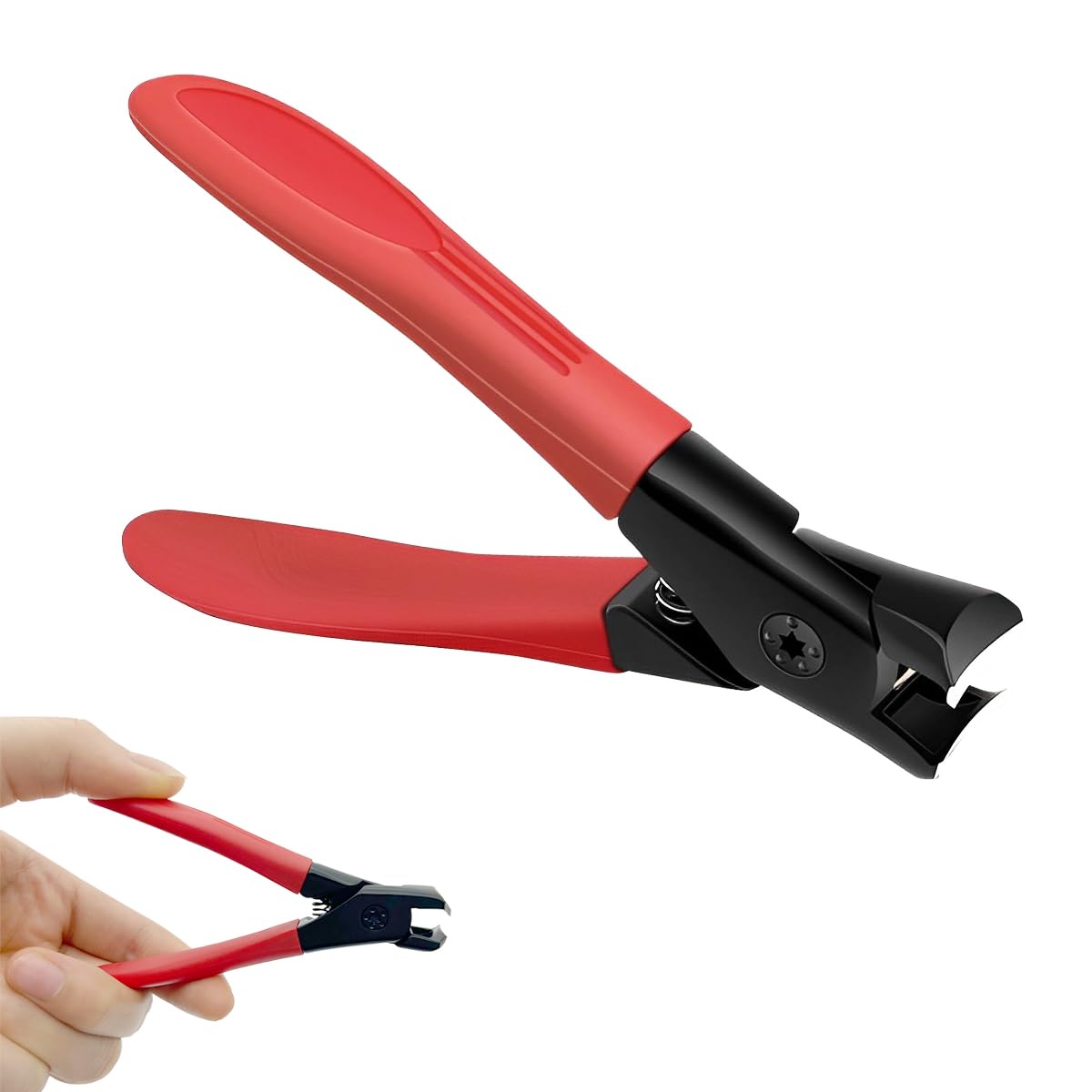 MAYCREATE Thick Nail Clipper for Tough Nails with 9×5.3 cm Long Handle and Anti‑Splash Design | Stainless Steel Cutter for Adults and Seniors