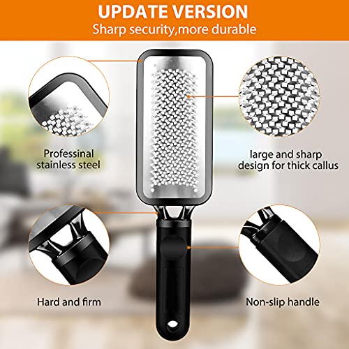MAYCREATE® Leg Heel Foot Scrubber for Dead Skin Stainless Steel Exfoliating Cleaner File Callus Remover for Cracked Heels Pedicure Kit Very Sharp Big 11 x 3 inch 2PCS