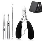 MAYCREATE Toe Nail Clipper for Ingrown or Thick Toenails with Double Spring and ABS Handle | 5PCS Stainless Steel Pedicure Kit