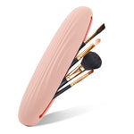 MAYCREATE Makeup Brush Holder for Travel with Side Openings and Soft Silicone Design | Pink Organizer for 2 Large or 8 Small Brushes