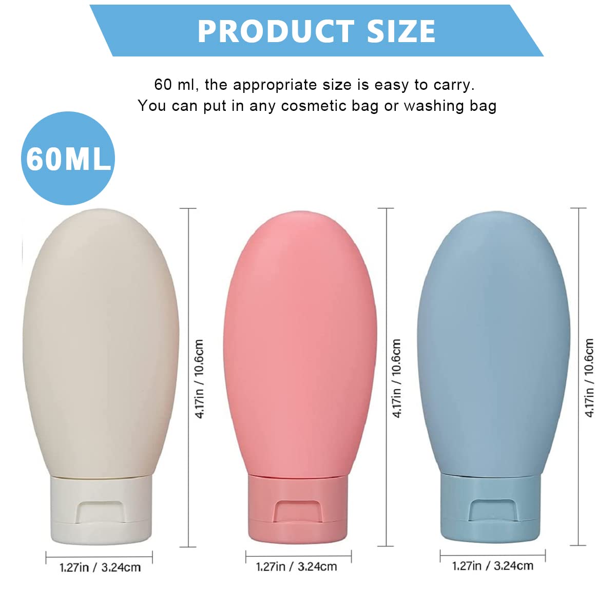 MAYCREATE Travel Bottles for Toiletries 9pcs 60ml with Leak Proof Lid & Refillable Design