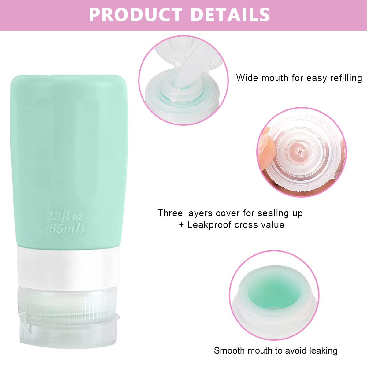 MAYCREATE Travel Bottles for Toiletries Set of 14pcs, Silicone Travel Toiletry Bottles, Upgraded Leak Proof Squeezable Container Spray Bottle for Shampoo, Gel, Cream, Lotion Dispenser with Tools Set