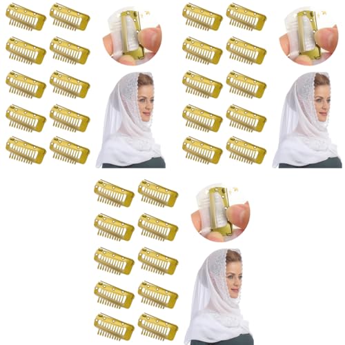 MAYCREATE® 30PCS Chunni Clips Dupatta Pins for Bride Gold Wig Clip with Safety Pins Strong Grip Invisible for Hair Extensions Stainless Steel Fixing Shawl