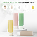 MAYCREATE Travel Bottles Kit for Toiletries with 8pcs 3oz Squeezable Silicone Bottles | Leakproof Refillable Set