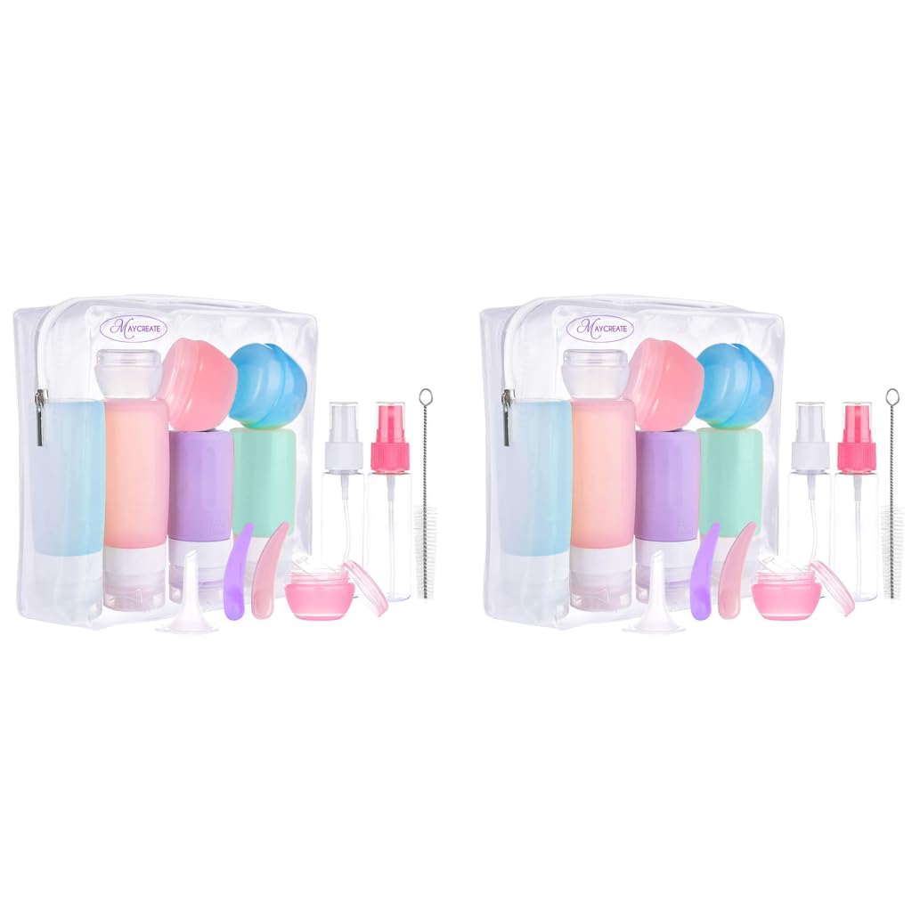 Maycreate Travel Bottles Set for Toiletries with Leak Proof Silicone Design | 14pcs 85ml Kit