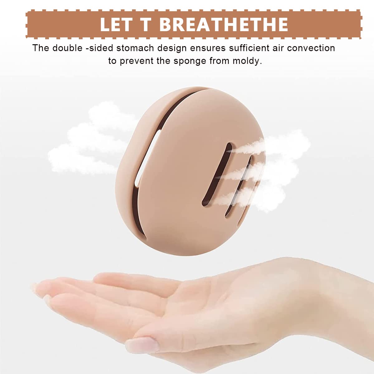 MAYCREATE Makeup Sponge Holder Case Cute Silicone Beauty Blender Sponge Holder Breathable Cosmetic Make Up Blender Storage Travel Case (Khaki)