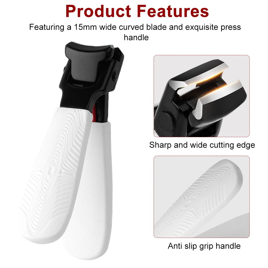 MAYCREATE Nail Cutter For Men Heavy Duty Stainless Steel Toenail Fingernail No Splash Trimmer With Catcher Nail Clipper for Thick Nail Toeail Clipper Portable Nail Clipper, White