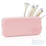 MAYCREATE Makeup Brush Holder for Travel with Zippered Silicone Pouch 8.9x4 in | Pink