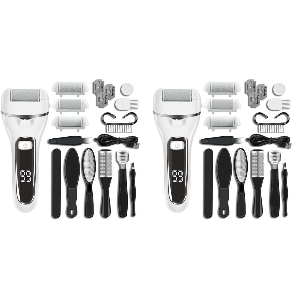 MAYCREATE Electric Callus Remover for Foot Care with 2 Replacement Rollers | Rechargeable Pedicure Tool