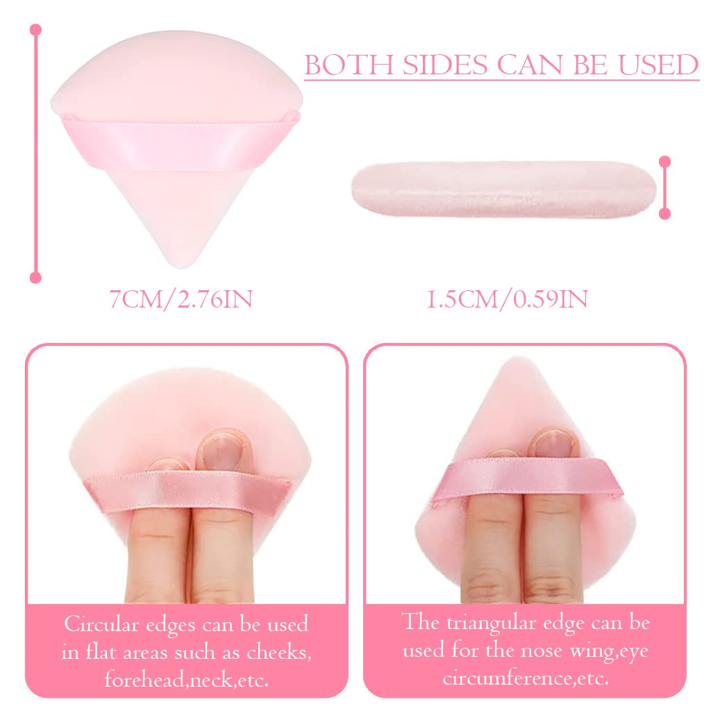 MAYCREATE Makeup Powder Puff for Face and Body with Triangle Design | 2pcs Pink Cotton