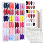 MAYCREATE® 576Pcs Press-On Nails DIY Nail Art Ballerina Nails 24-Grid Colorful Press-On Nails DIY Nail Art Press-On Ballerina Nail Kitwith Nail File, Cuticle Pusher Sticks, Double-side Adhesive Tabs