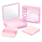MAYCREATE Blotting Paper for Oily Face with Mirror and Puff featuring Dual Action Absorption | 200 Sheets Natural Linen