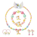 MAYCREATE Unicorn Kids Jewellery Set for Girls with Beaded Necklace and Bracelet | 8 Pcs Gift Kit