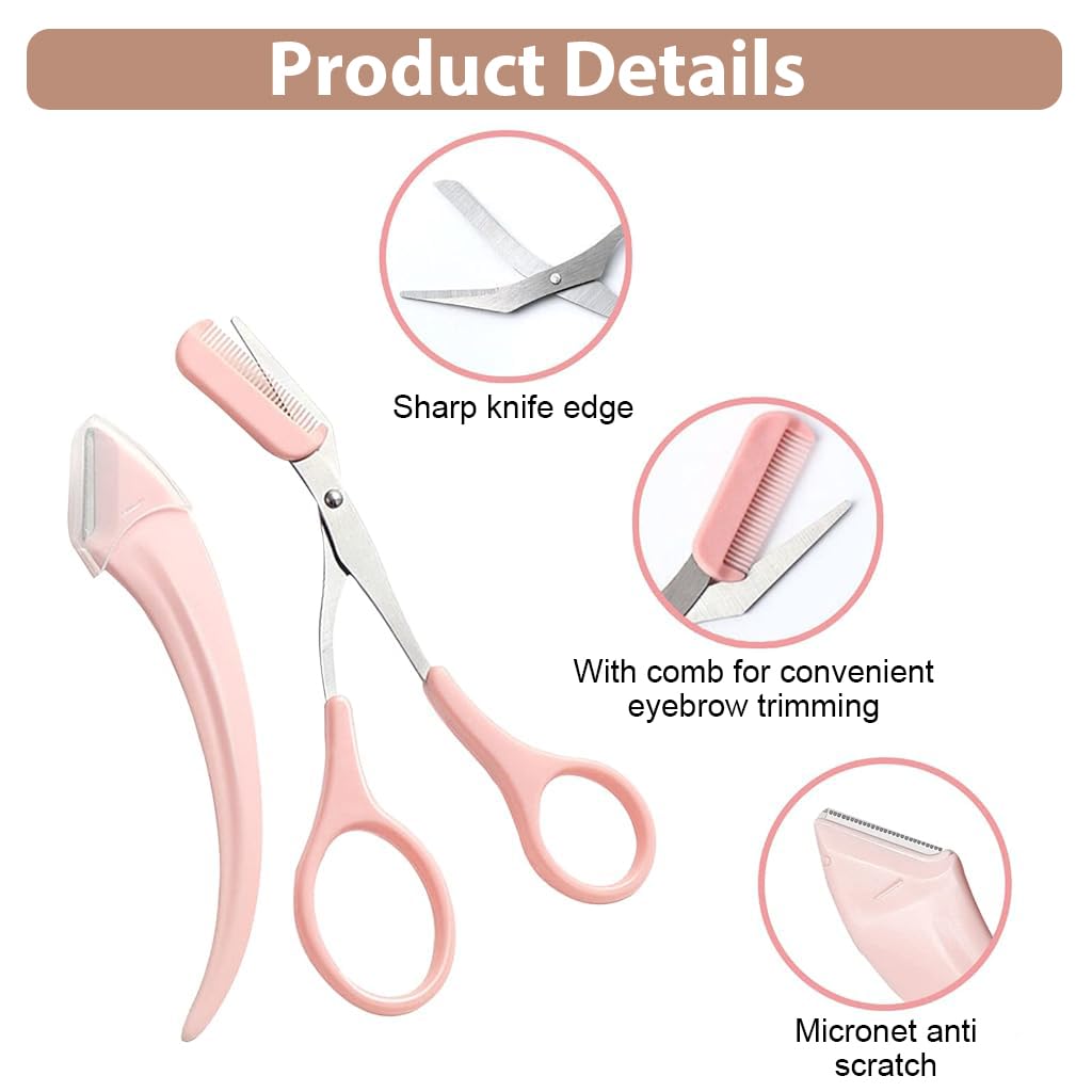 MAYCREATE Eyebrow Trimmer Kit Set of 6Pcs Eyebrow Grooming Kit Includes Eyebrow Trimmer Eyebrow Brush Trimmer Eyebrow Razor Eyebrow Brush Tweezer Makeup Tools for Women Men