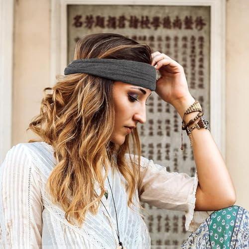 MAYCREATE® 6PCS Wide Hair Band for Women Girls, Stretchy Bands, Twisted Knots Wrap, Soft Dacron Turban for Face Clean, Makeup, Yoga, Workout