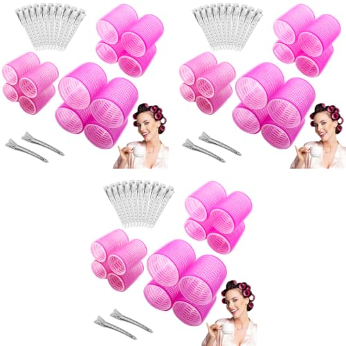 MAYCREATE® Heatless Hair Curler Hair Roller for Women Girls,12pcs Curler Rollers Kit & 12 Bang Clips - 3 Sizes,Jumbo Large & Medium 36 PCS