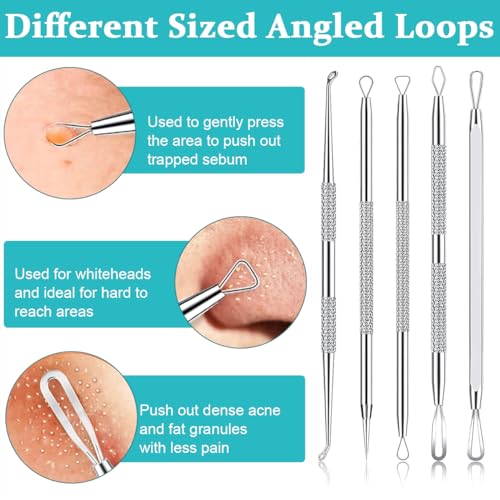 MAYCREATE® Blackhead Remover Tool Kit Pore Cleaning Tools, 15pcs Stainless Steel Blackhead Remover Tool Kit for Pimples, Blackheads, Whiteheads, Zit, Deep Pore Cleaning Tool with Storage Box