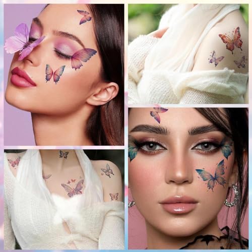 MAYCREATE® Tattoo Stickers 20 Sheets, Butterfly Temporary Tattoo for Women Girls Kids, Mehendi Tattoo Sticker for Party Makeup, Tattoo Sticker Sets for Face, Hands, Arm, Body