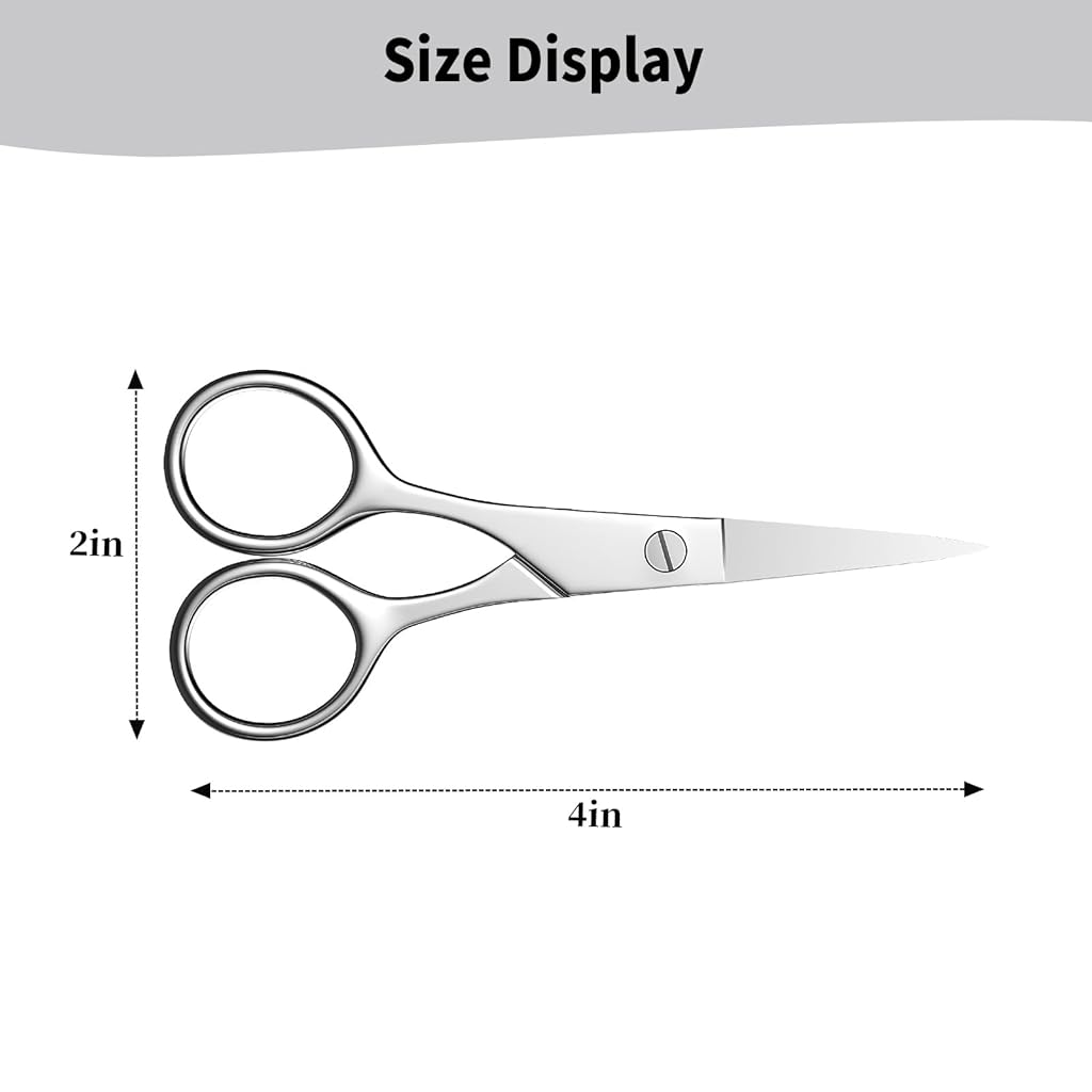 MAYCREATE® Small Grooming Scissors - Stainless Steel Facial Hair Trimmer with Pointed Tip