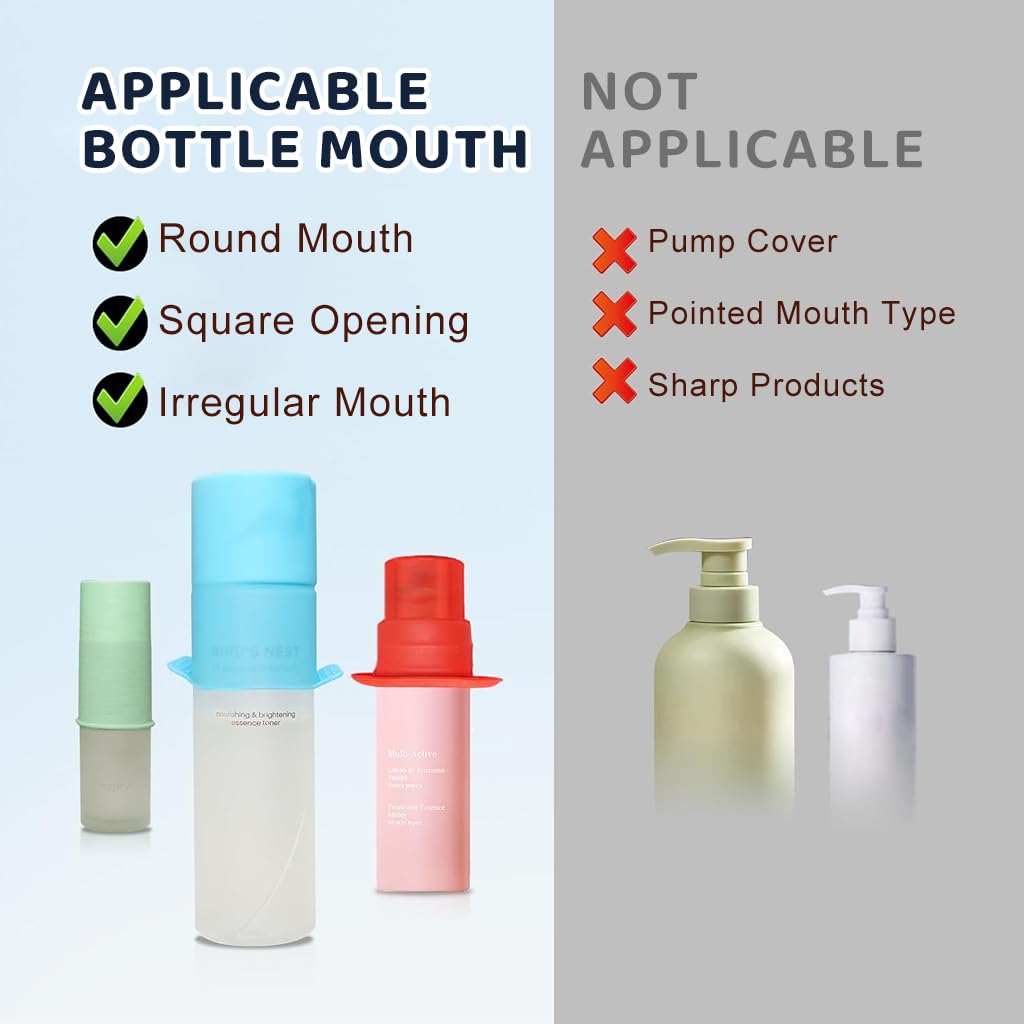 MAYCREATE Travel Bottle Cap Sleeves for Toiletries with Leak-Proof Seal and Elastic Silicone | Set of 4