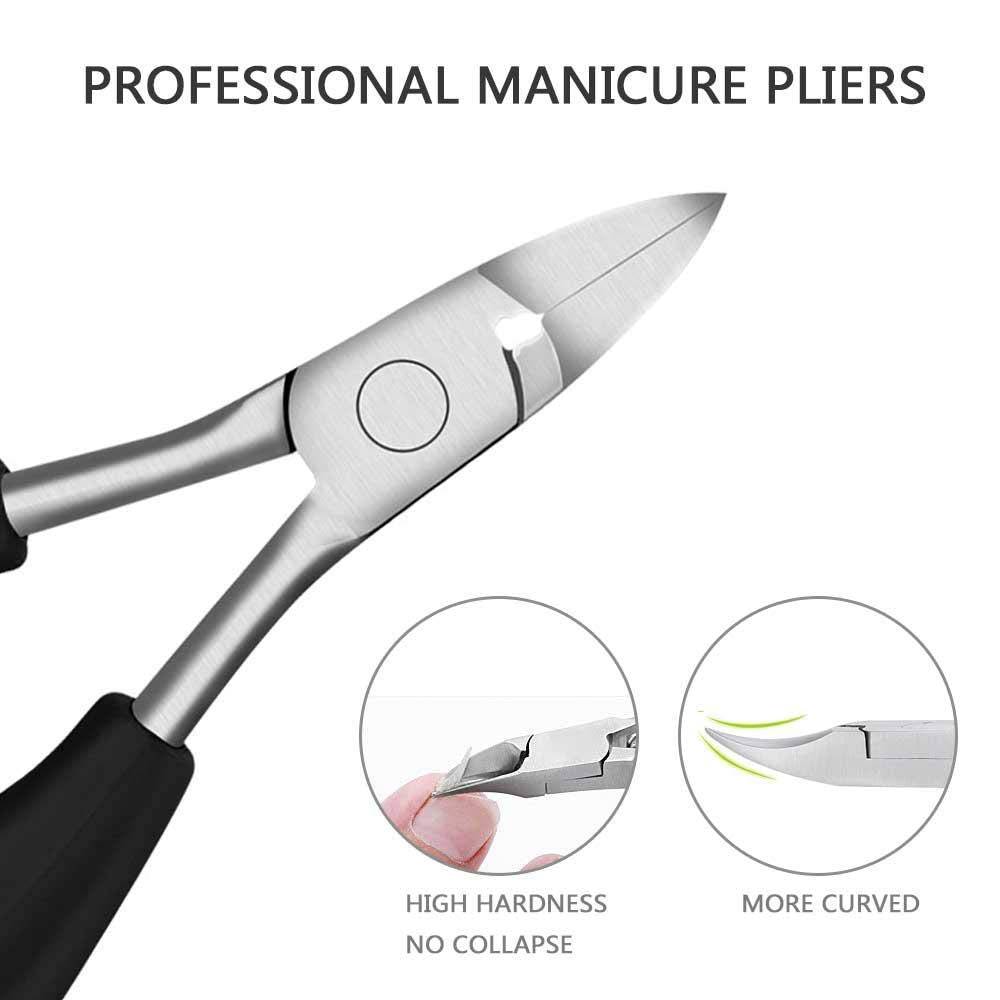 MAYCREATE Toe Nail Clipper for Ingrown or Thick Toenails, Heavy Duty Toenail Trimmer Nail Clipper Pedicure Tool with Long Handle and Soft Grip for Seniors