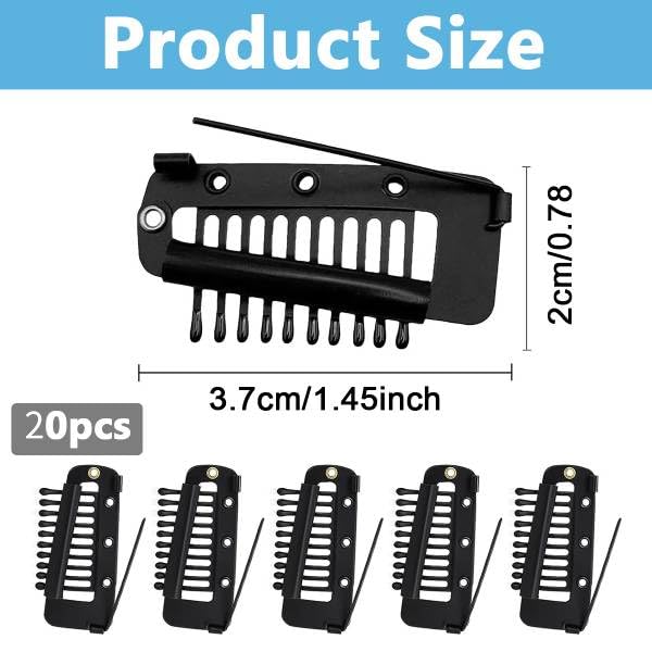 MAYCREATE® 20Pcs Black Chunni Dupatta Clips with Safety Pins, Stainless Steel Dupatta Pin Snap-on Hijab & Wig Clips for Women, Strong Grip, Rust-Resistant, Versatile Pins for Party & Daily Use