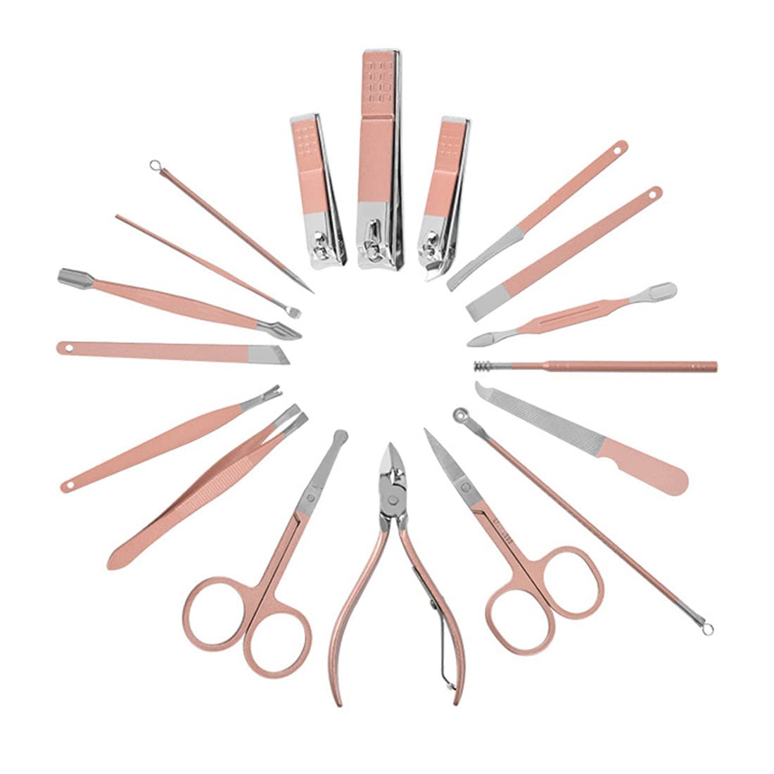 MAYCREATE Stainless Steel Nail Kit for Women Professional Manicure Set Nail Clippers Pedicure Kit - 18 Pieces Grooming kit for Women Portable Travel Kit