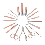 MAYCREATE Stainless Steel Nail Kit for Women Professional Manicure Set Nail Clippers Pedicure Kit - 18 Pieces Grooming kit for Women Portable Travel Kit