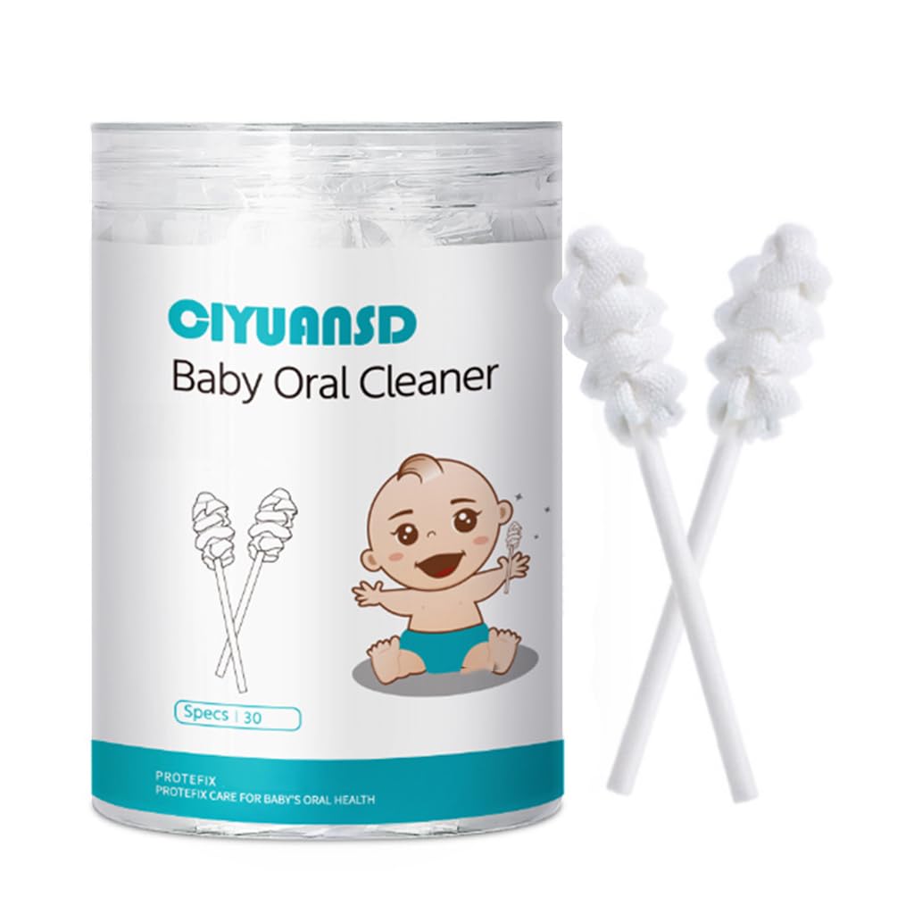 MAYCREATE 30 Count Disposable Oral Cleaning Sponge Swab Stick for Kids Adult Wet Dry Use Medical Sponge Individual Packing Cleaning Sponge Swab for Tooth Cleaning Oral Care