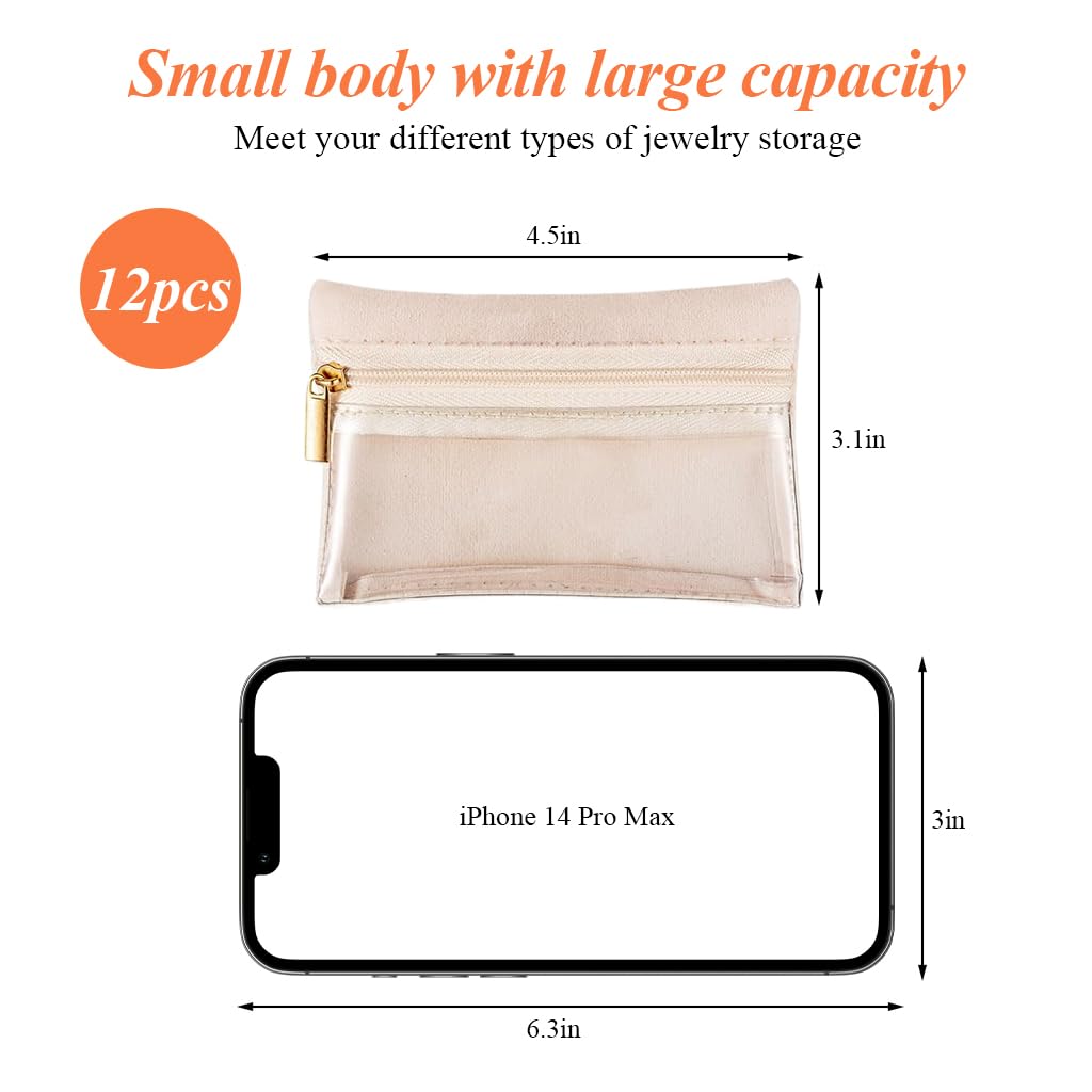MAYCREATE Jewellery Organisers Pouch for Travel and Storage featuring Zipper Velvet Bags 12 Pcs