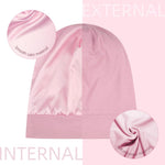 MAYCREATE Silk Bonnet for Hair Women Satin Hair Cap for Sleeping Soft Satin Hair Bonnet Fashion Adjustable Satin Bonnet Shower Cap Silk Hair Wrap Bonnet for Curly Hair - Pink