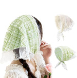 MAYCREATE® 2Pcs Head Scarf for Women Stylish Boho Lace Head Scarfs Countryside Triangle Bandana Headband Soft Head Coverings Comfy Beach Headwraps Hair Scarf Gift for Women, Girls
