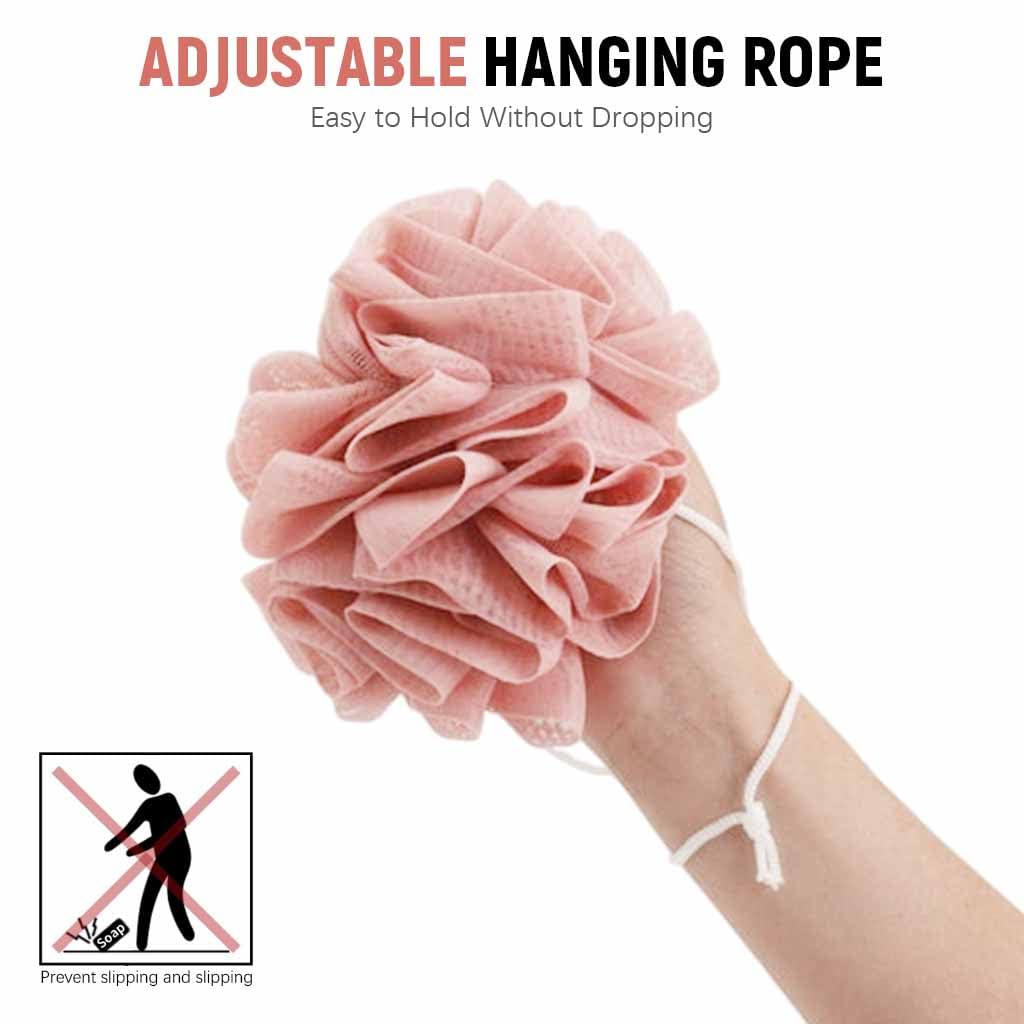 MAYCREATE 2Pcs Bath Loofah Sponge, Soft Loofah and Washcloth, Bath Ball Towel Loofah with Drawstring, 2 in 1 Bath Loofah Sponge, Loofah Exfoliation, Loofah, for Cleansing and Smooth Skin