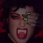 MAYCREATE 12 Sheets Halloween Nail Art Stickers, Luminous Nail Design Glow in The Dark Nail Decals, 3D Self-Adhesive Luminous Spooky Spider Web Skull Pumpkin Nail Art Design for Women Girls