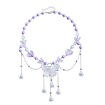 MAYCREATE® Necklace for Woman Butterfly Layered Choker Necklaces Vintage Purple Butterflies Beaded Flower Pendant Tassel Chain Necklace Y2K Fairy Aesthetic Jewelry Gift