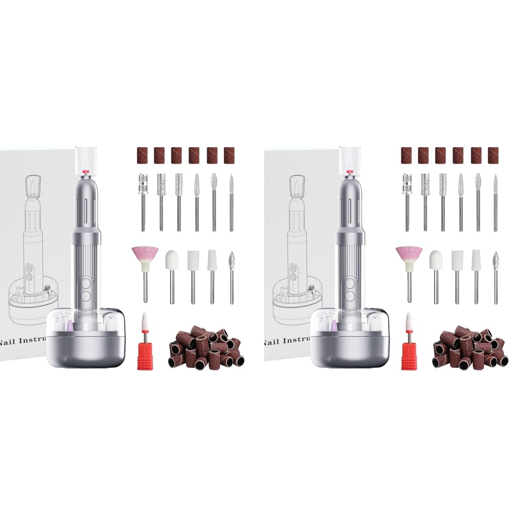 MAYCREATE Nail Drill Machine for Acrylic and Gel Nails with 12 Bits 6 Speeds USB Rechargeable