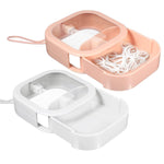 MAYCREATE Accessories Organizer Box for Travel with Transparent Cover 9.5×9.5×3cm | 2pcs Storage Case for Rings Hair Clips and Cotton Swabs