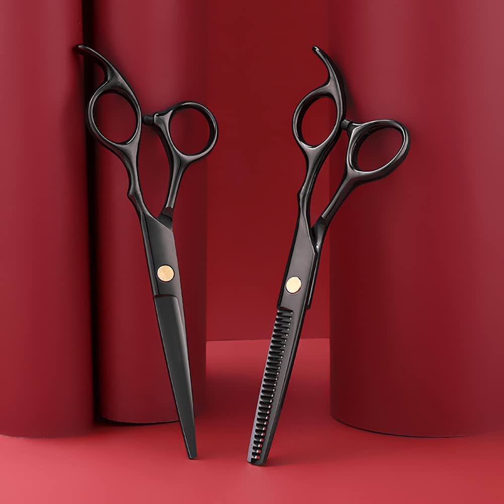 MAYCREATE Hair Cutting Scissors Set for Home Haircut with Adjustable Screw and 10 pcs Tools | Stainless Steel for Men Women and Kids
