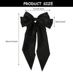 MAYCREATE Large Satin Hair Bows for Women Girls Silk-Like Stylish French Bow Hair Clip Bowknot Hair Barrettes Big Ribbon Bow with Long Tail (Black)