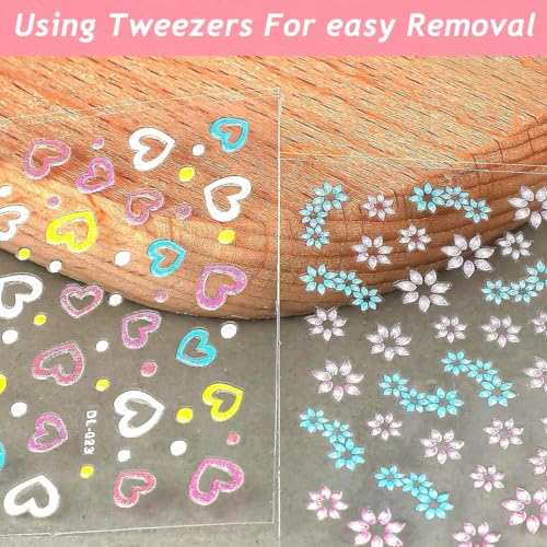 MAYCREATE® 60Sheets Mini Colorful Daisy Nail Art Stickers for Nail Extension Self-Adhesive Embossing Flower Nail Stickers Nail Art Embellishments DIY Nail Art Stickers