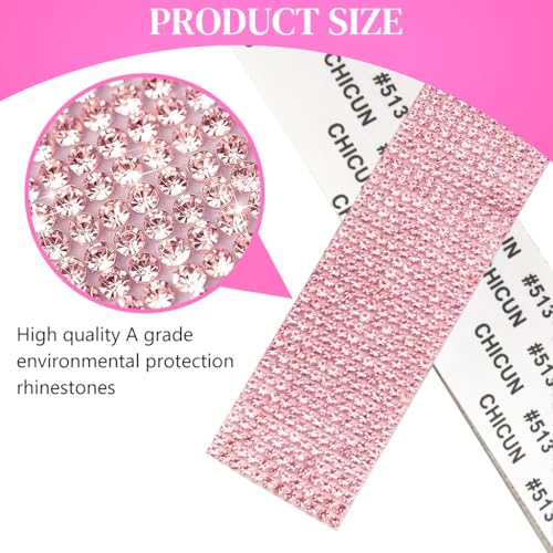 MAYCREATE® 1Roll Self Adhesive Crystal Rhinestone Ribbon Diamond Bling Tape Rhinestones Strips Sticker for Arts Crafts Wedding Birthday Party DIY Event Car Phone Decoration Pink 2 PCS