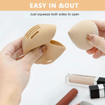 MAYCREATE 2pcs Makeup Sponge Holder, Silicone Blender Sponge Case Double-sided Breathable Shatterproof Beauty Blender Case Container for Travel (Coffee & Pink)