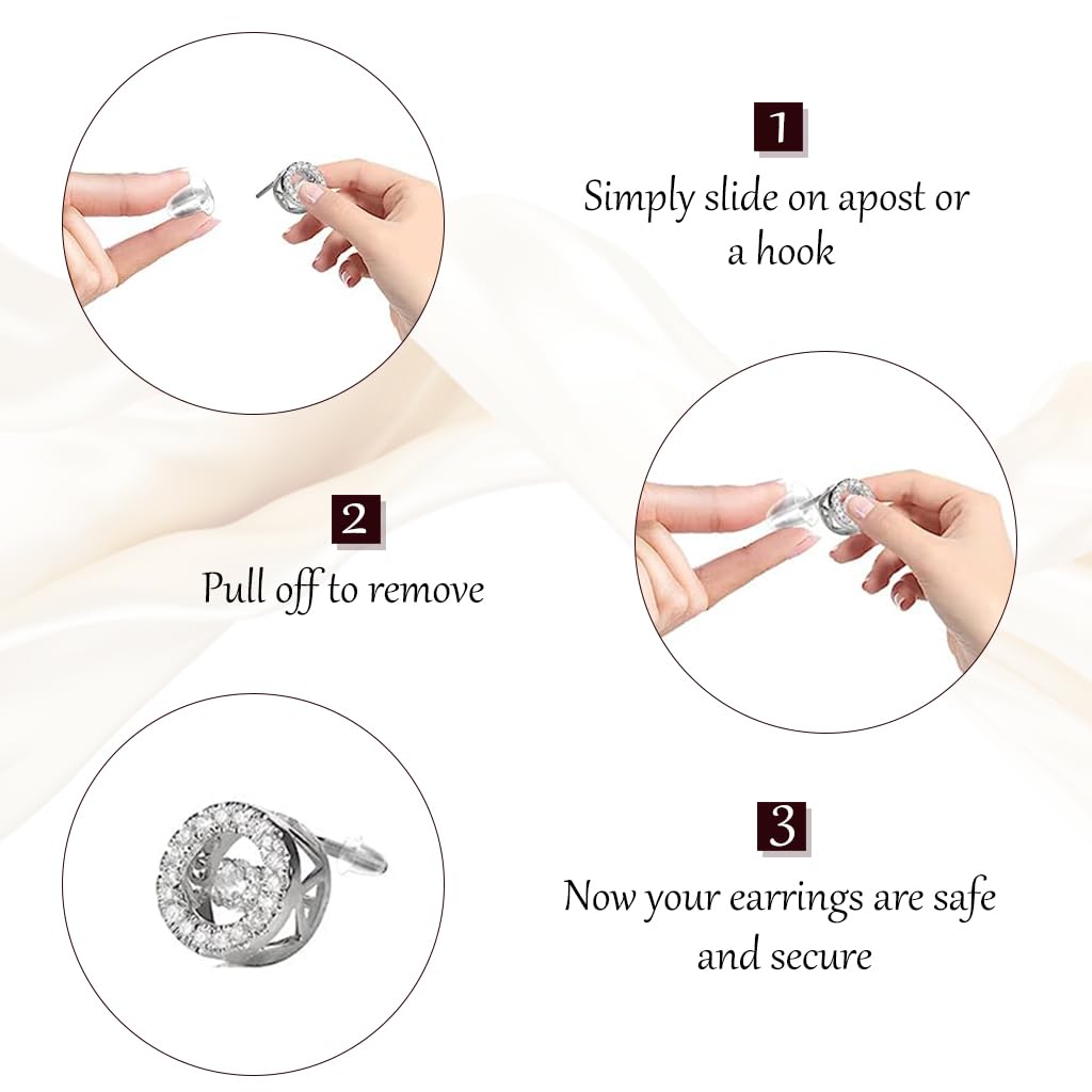MAYCREATE Earring Backs for Studs featuring 600 pcs clear silicone clutch stoppers | DIY jewelry making accessories