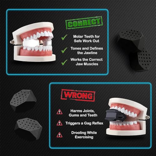 MAYCREATE® 4PCS Jawline Exerciser for Men Women 45lbs Silicone Jaw Exerciser Trainer Face Jawline Shaper for Jawline Exercise, for Beginner, Intermediate & Advance, Define Jawline - Black