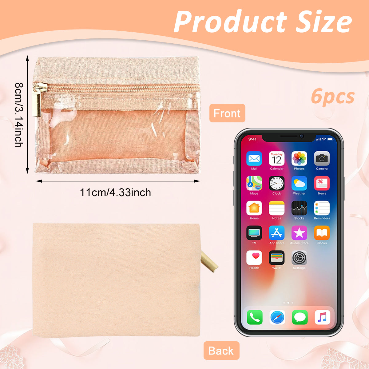 MAYCREATE 6Pcs Jewellery Organisers Pouch Travel Ziplock Jewellery Organisers Small Velvet Jewellery Pouches for Storage Jewellery Pouch for Necklaces Bracelets Rings Earrings Brooches - Pink