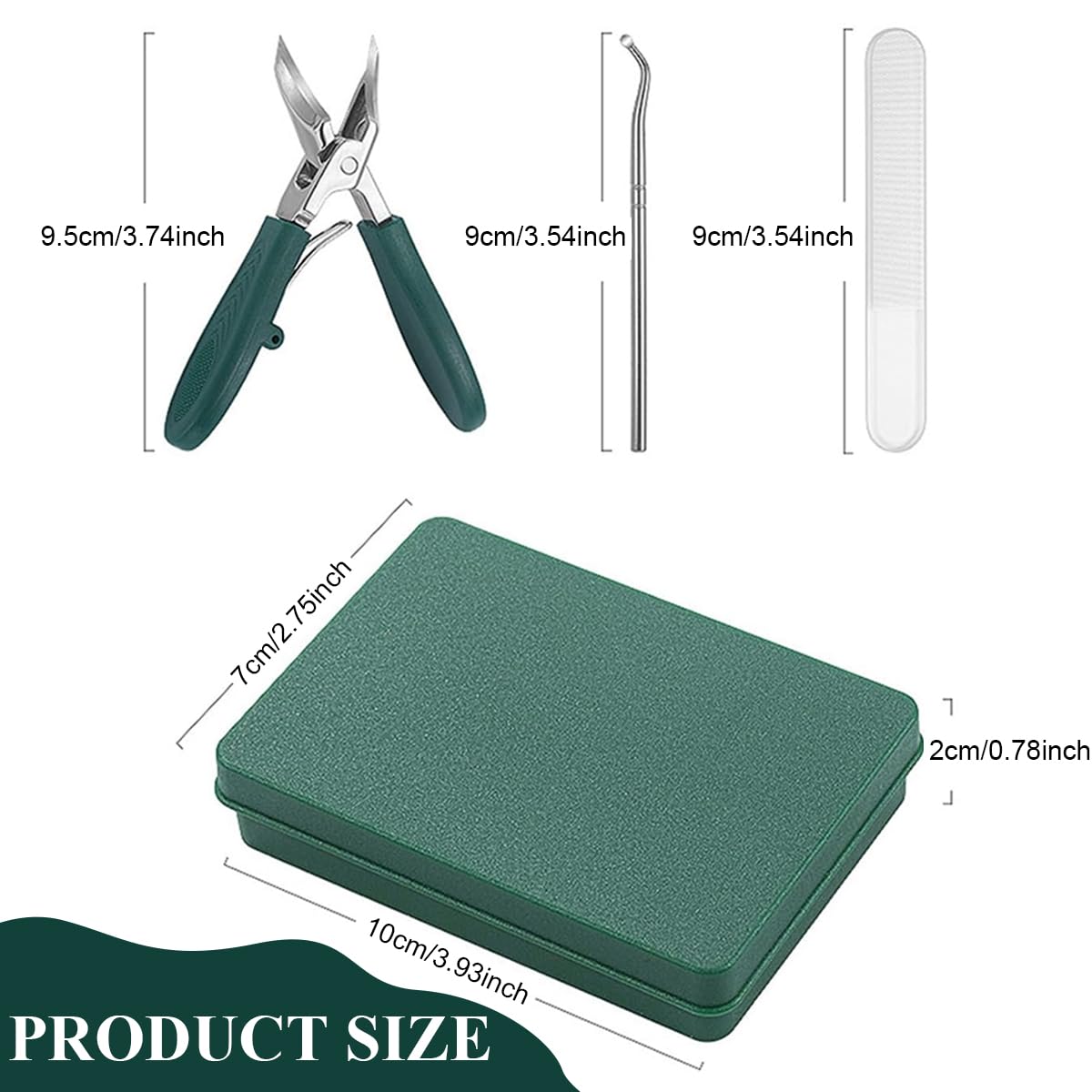MAYCREATE Eagle Beak Beveled Nail Clippers Set for Thick or Ingrown Nails with Wide Jaw | Stainless Steel Tools for Seniors and Travel