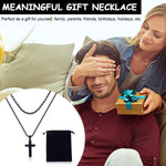 MAYCREATE Black 2 Pcs Double Layered Electroplated Titanium Classic Cross Pendant Steel Chain Necklace Set with Flannel Bag for Men & Women