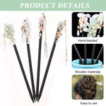 MAYCREATE Hair Stick for Bun with 7 in Wooden Design featuring Floral Charm | Set of 4