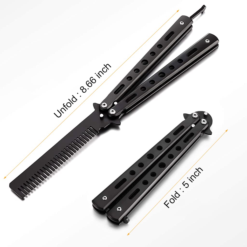 MAYCREATE Butterfly Comb for Training and Styling with 12.7cm Folding Design Stainless Steel